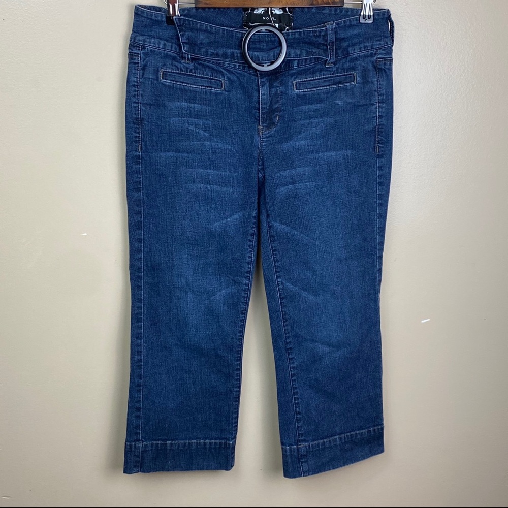 Noir capris denim jeans with attached belt - Picture 1 of 9